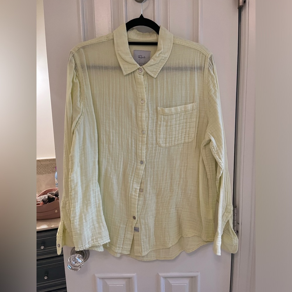 Rails, butter yellow, linen, shirt, coverup. Light, summer, flowy